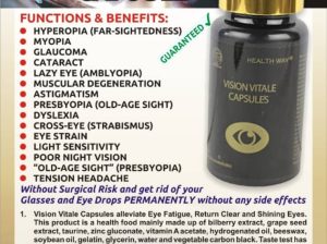 Vision Vitale Capsules. Cure Glaucoma Cataracts.