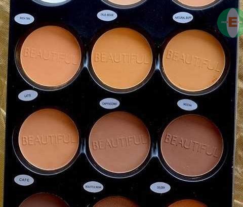 Beautiful cosmetics powder palette, foundation,