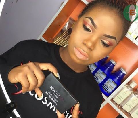 Beautiful cosmetics powder palette, foundation,