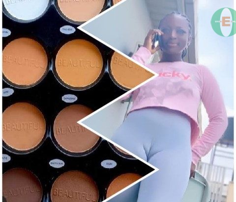 Beautiful cosmetics powder palette, foundation,