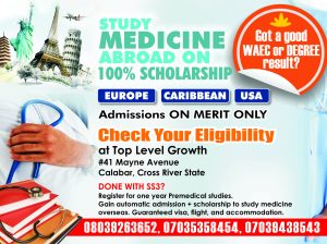 STUDY MEDICINE OVERSEAS ON 100% SCHOLARSHIP